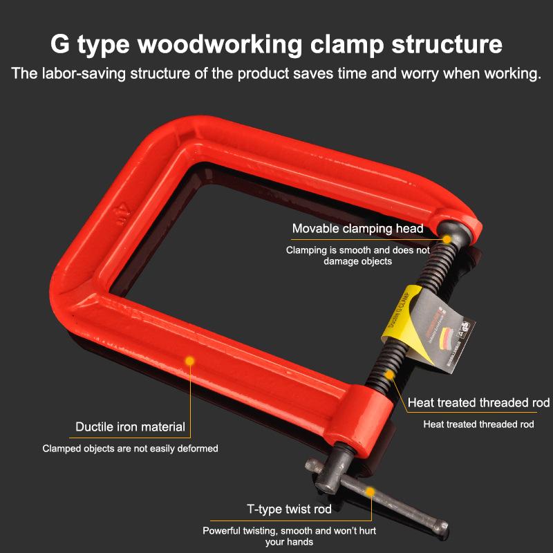Woodworking Industries - С-образный зажим G-типа с глубоким вылетом,