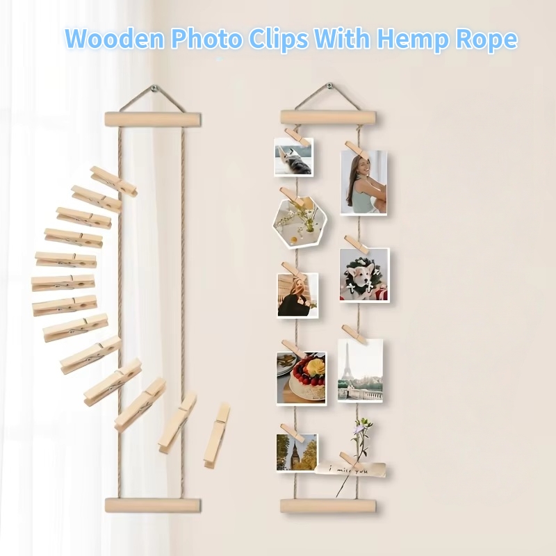 Woodworking Show - Деревянный шнур для фотографий с зажимами,